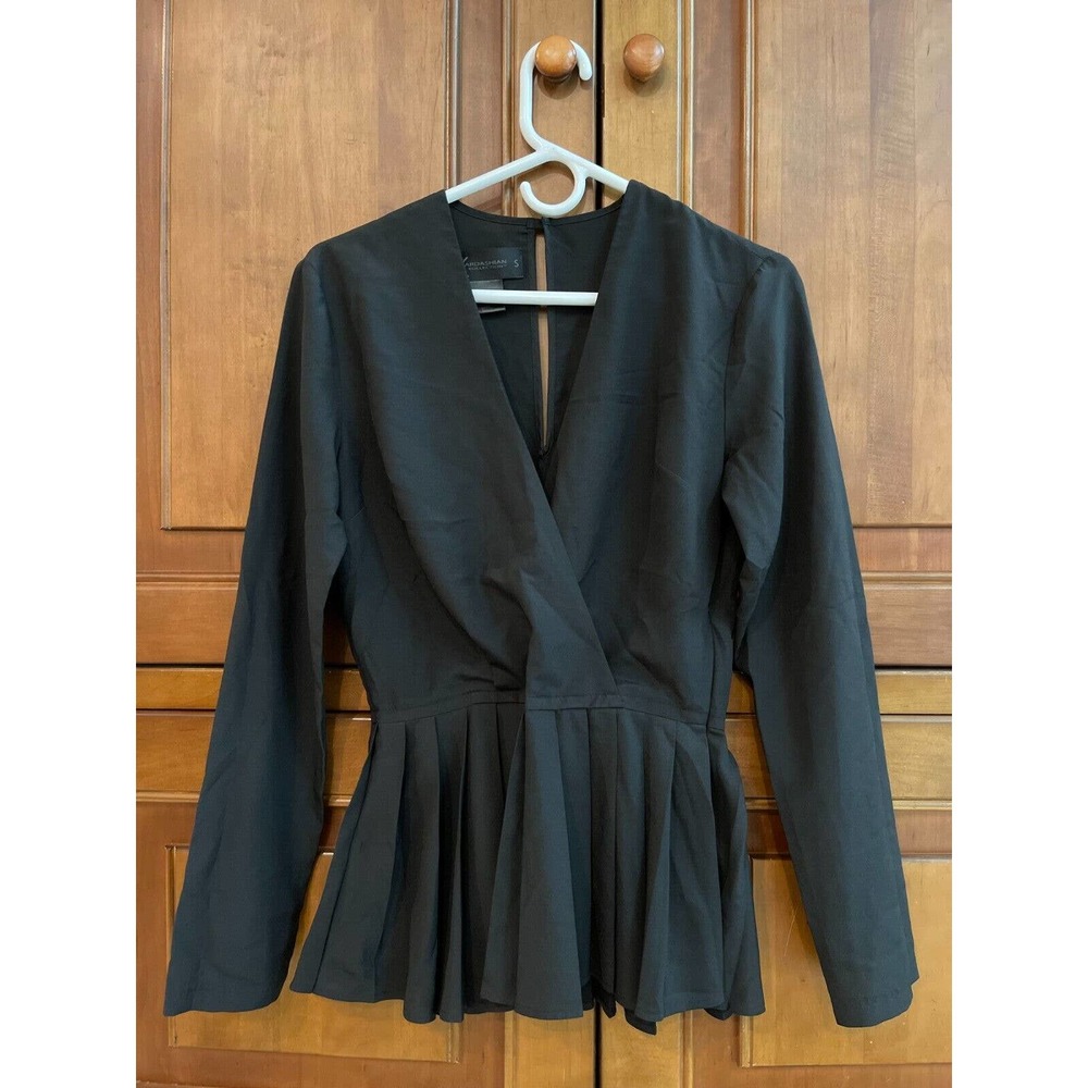 Kardashian Kollection Blouse Mini Dress Size Small Black Business Work Cocktail